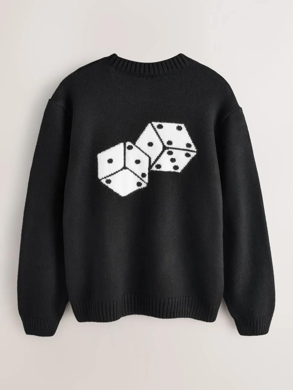 Black EDIT Knitted Graphic Crew Neck Jumper