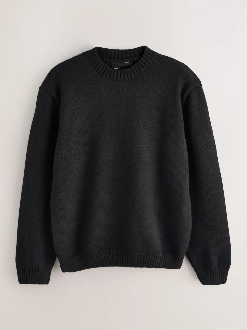 Black EDIT Knitted Graphic Crew Neck Jumper