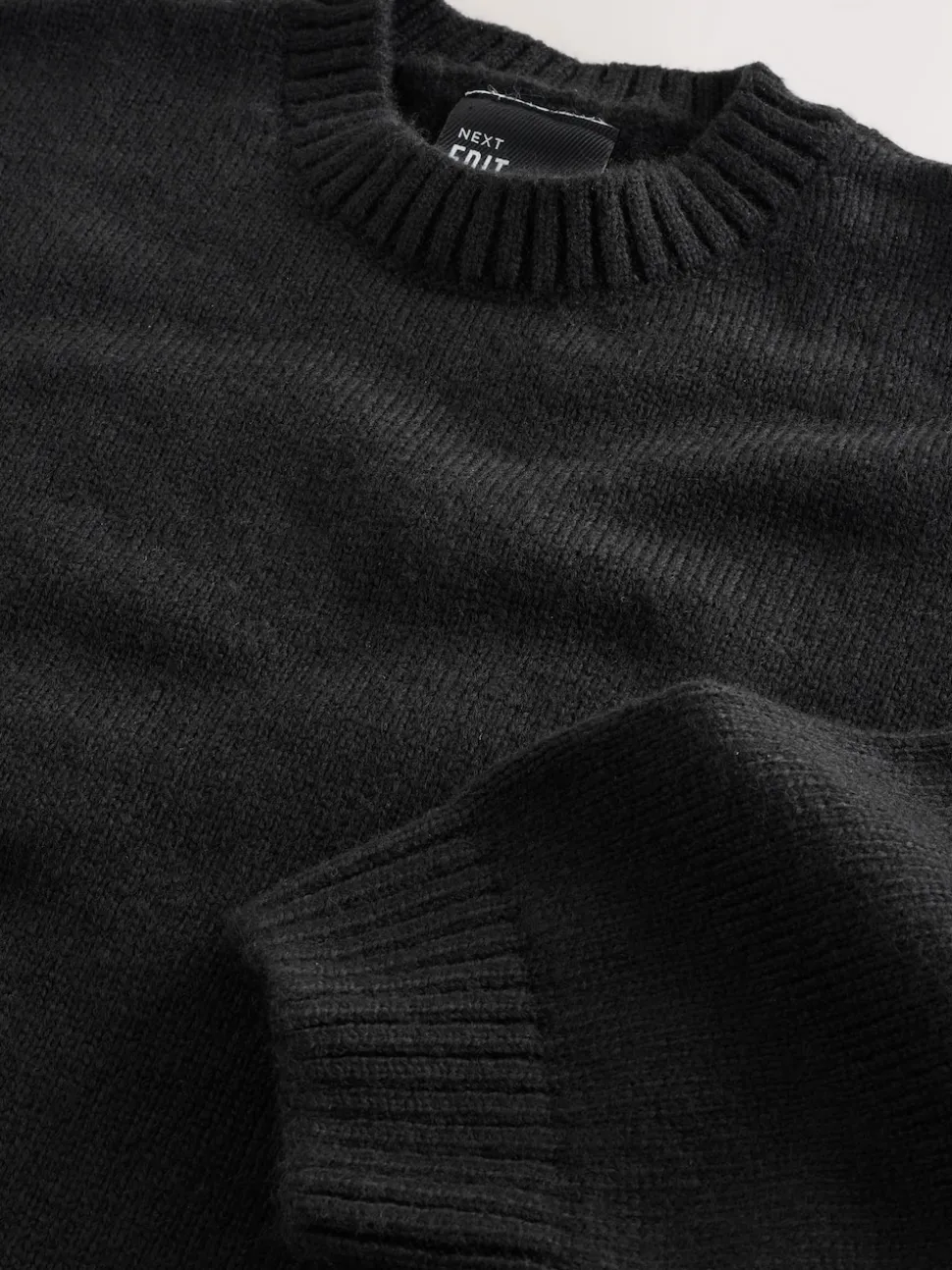 Black EDIT Knitted Graphic Crew Neck Jumper
