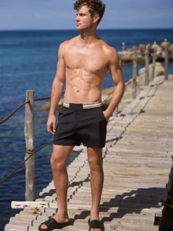 Black Elasticated Waistband Swim Shorts