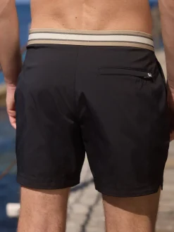 Black Elasticated Waistband Swim Shorts