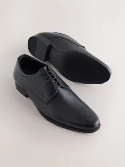 Black Embossed Derby Shoes