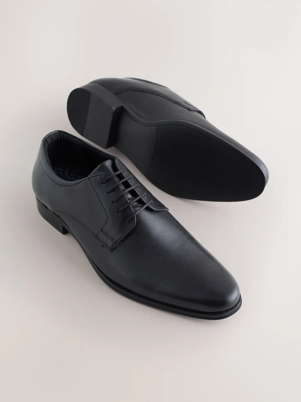 Black Embossed Derby Shoes