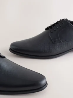 Black Embossed Derby Shoes