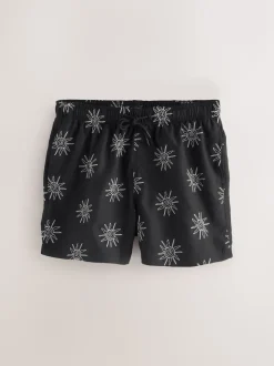 Black Embroidered Swim Shorts