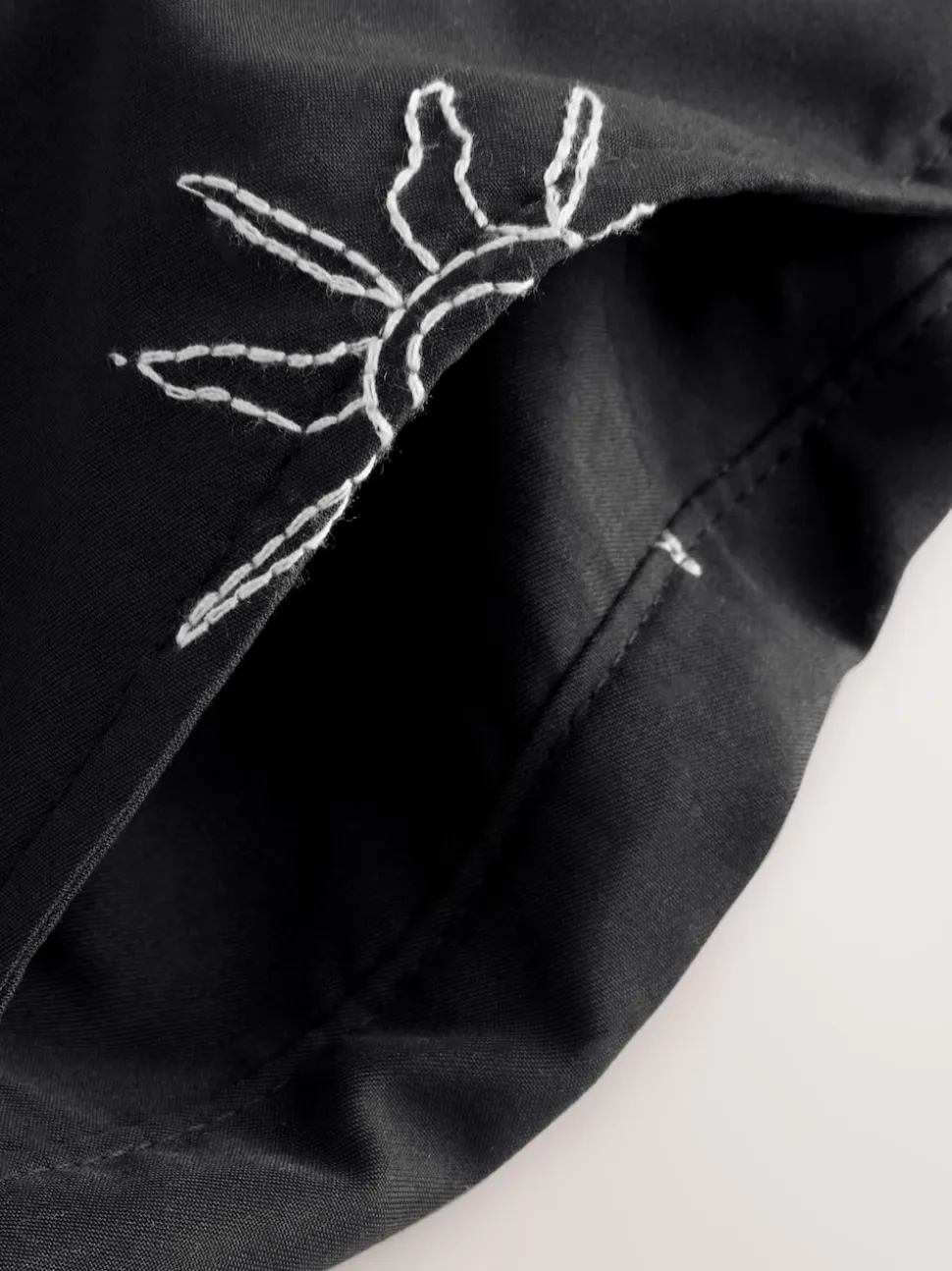 Black Embroidered Swim Shorts