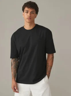 Black Essential Cotton T-Shirts Relaxed Fit 5 Pack