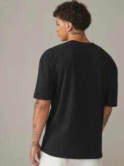 Black Essential Cotton T-Shirts Relaxed Fit 5 Pack