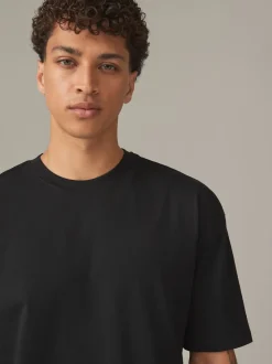 Black Essential Cotton T-Shirts Relaxed Fit 5 Pack