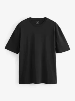Black Essential Cotton T-Shirts Relaxed Fit 5 Pack