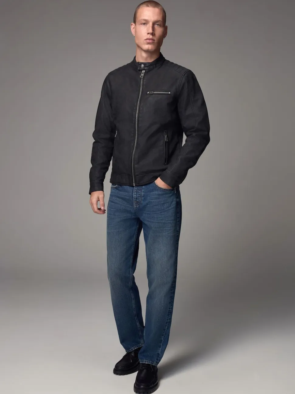 Black Faux Leather Biker Jacket