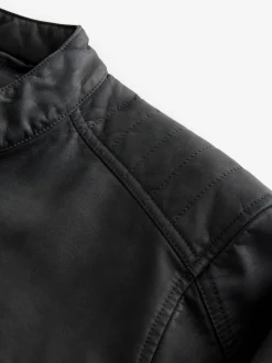 Black Faux Leather Biker Jacket