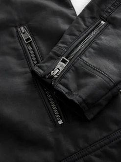 Black Faux Leather Biker Jacket