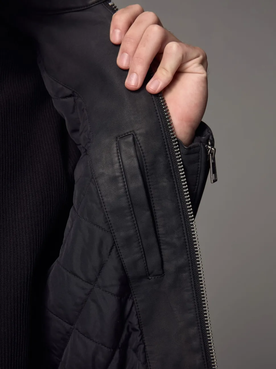 Black Faux Leather Biker Jacket