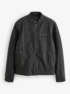 Black Faux Leather Biker Jacket