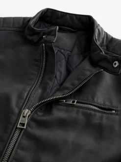 Black Faux Leather Biker Jacket