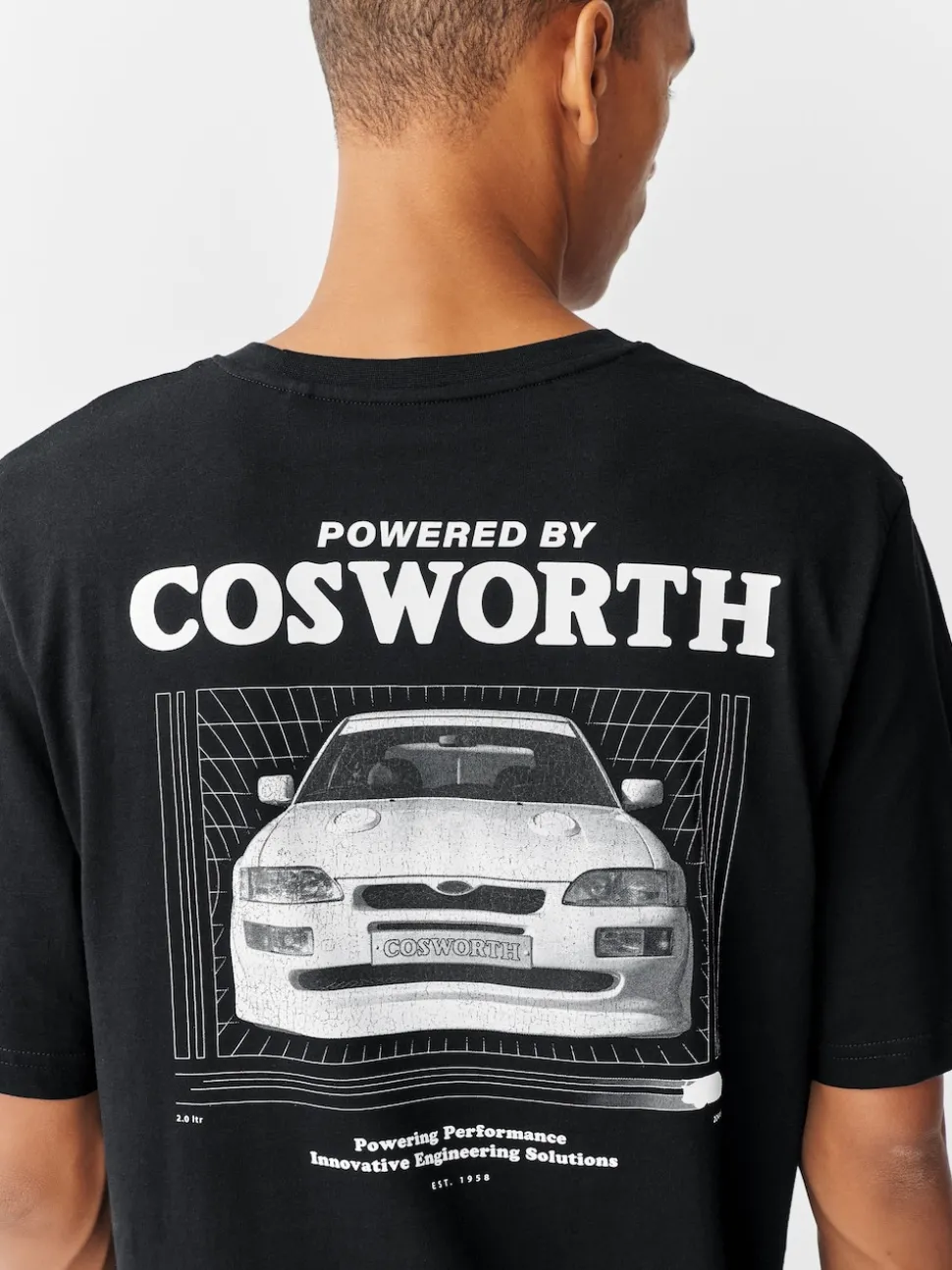 Black Ford Cosworth Hot Hatch Car Graphic T-Shirt