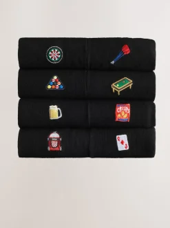 Black Games Fun Embroidered Socks 8 Pack