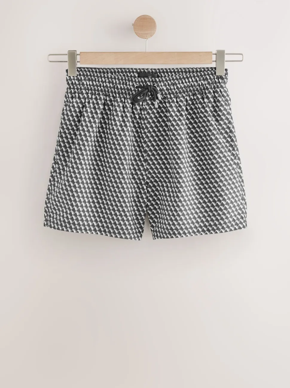 Black Geometric Printed Swim Shorts