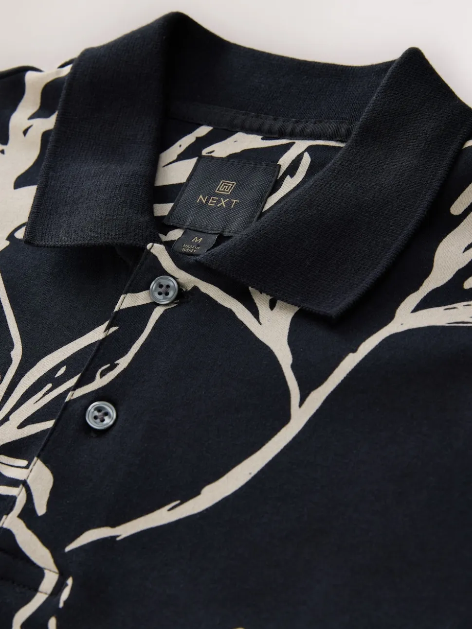 Black Gold Floral Short Sleeve Print Polo Shirt