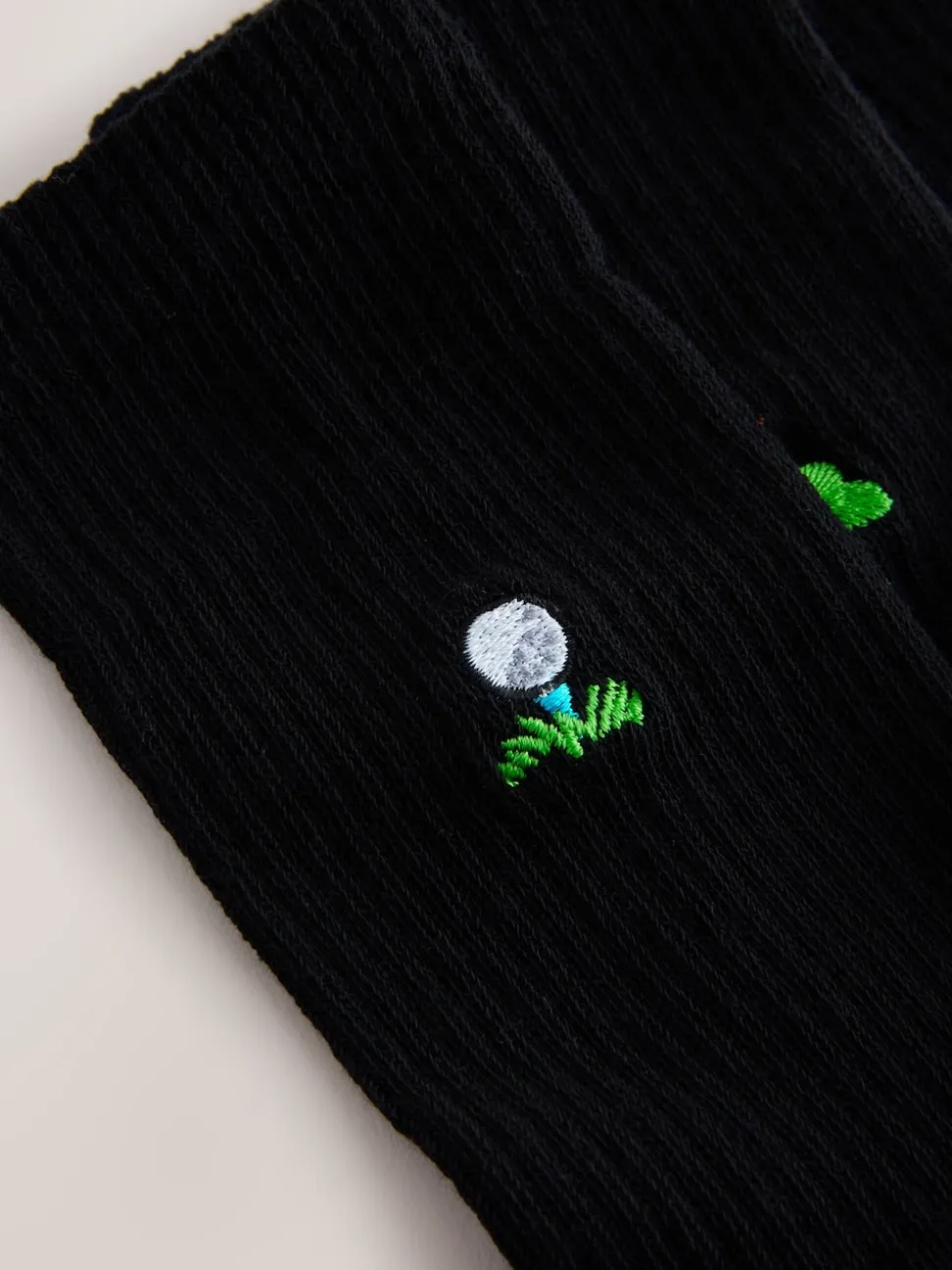 Black Golf Embroiderd Sports Socks 4 Pack