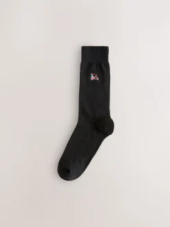 Black Golfing Fun Embroidered Socks 5 Pack