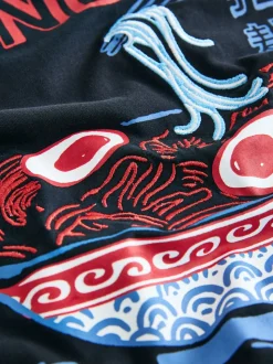 Black Graphic Long Sleeve Jersey Pyjamas Set