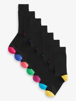 Black Heel Toe 7 Pack Cotton Rich Socks