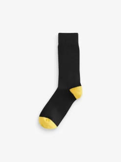 Black Heel Toe 7 Pack Cotton Rich Socks