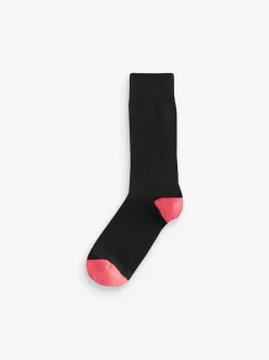 Black Heel Toe 7 Pack Cotton Rich Socks