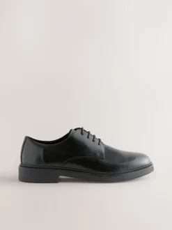 Black Hi-Shine Leather Derby Shoes