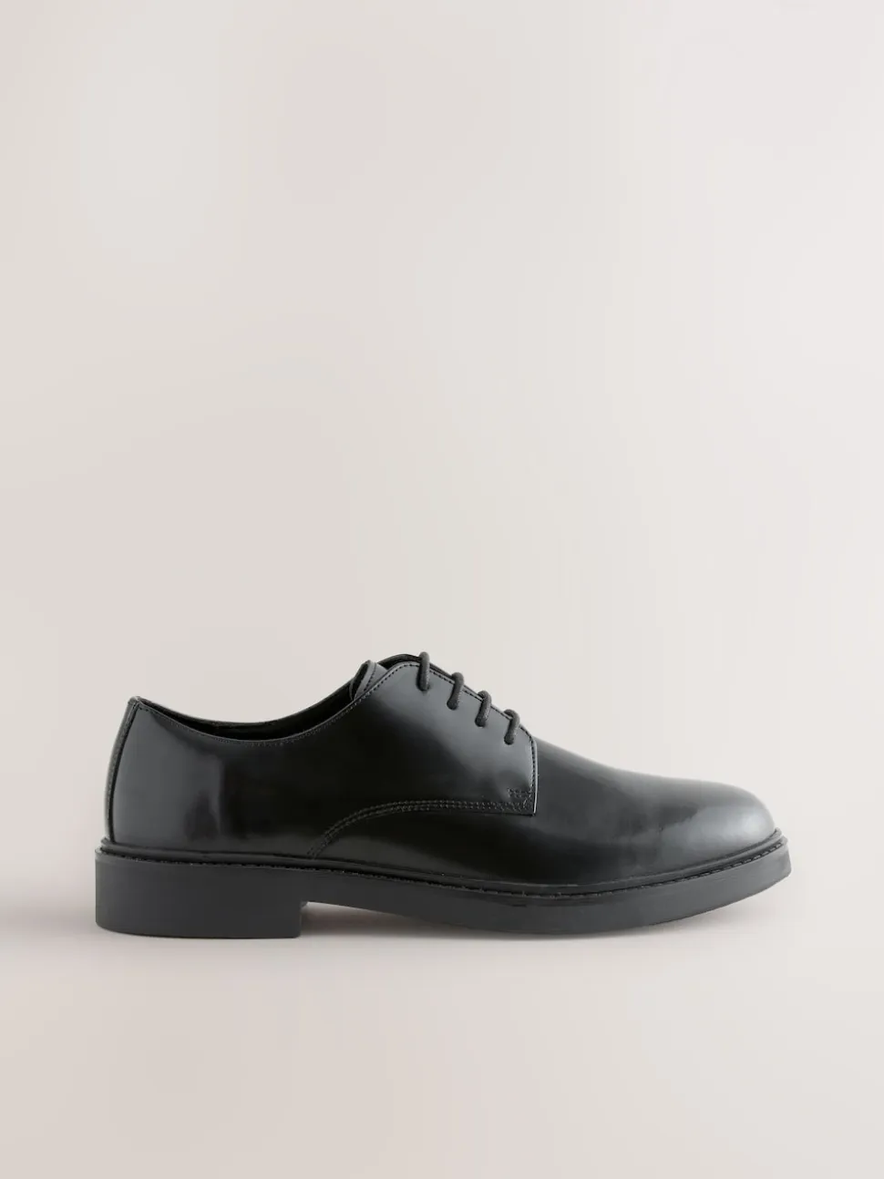 Black Hi-Shine Leather Derby Shoes