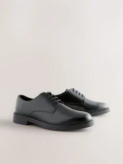 Black Hi-Shine Leather Derby Shoes
