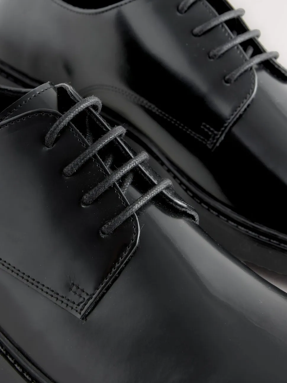 Black Hi-Shine Leather Derby Shoes
