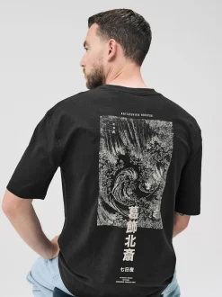 Black Hokusai Relaxed Fit Artist License T-Shirt