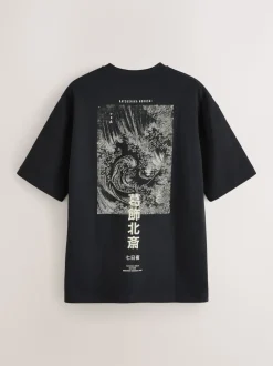 Black Hokusai Relaxed Fit Artist License T-Shirt
