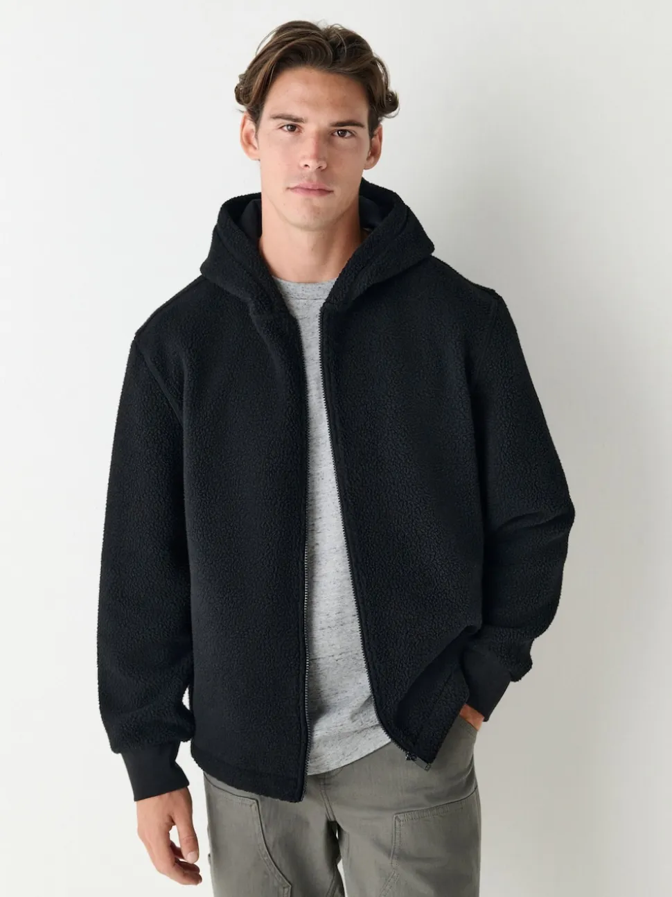 Black Hooded Borg Fleece