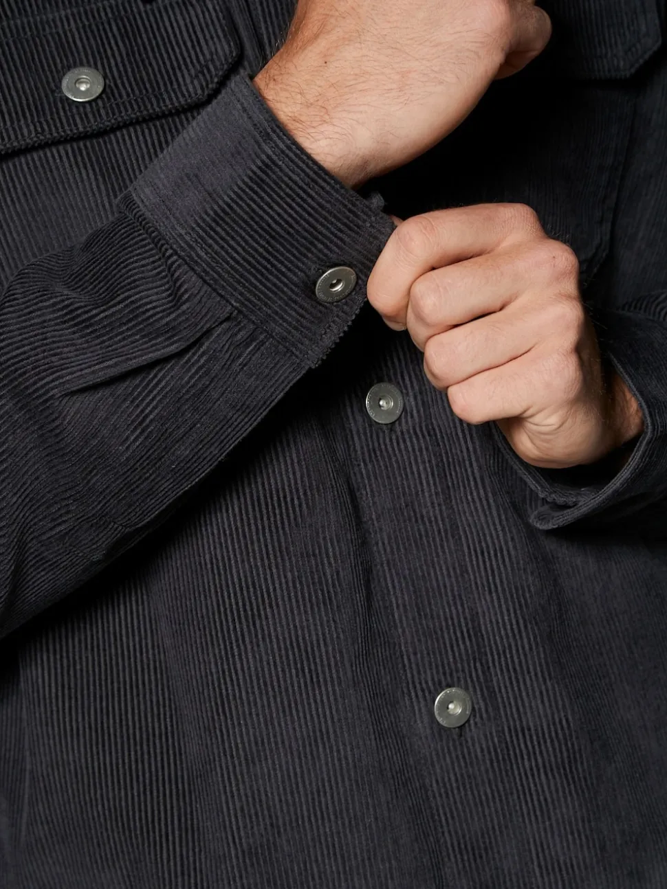 Black Hooded Corduroy Borg Lined Shacket