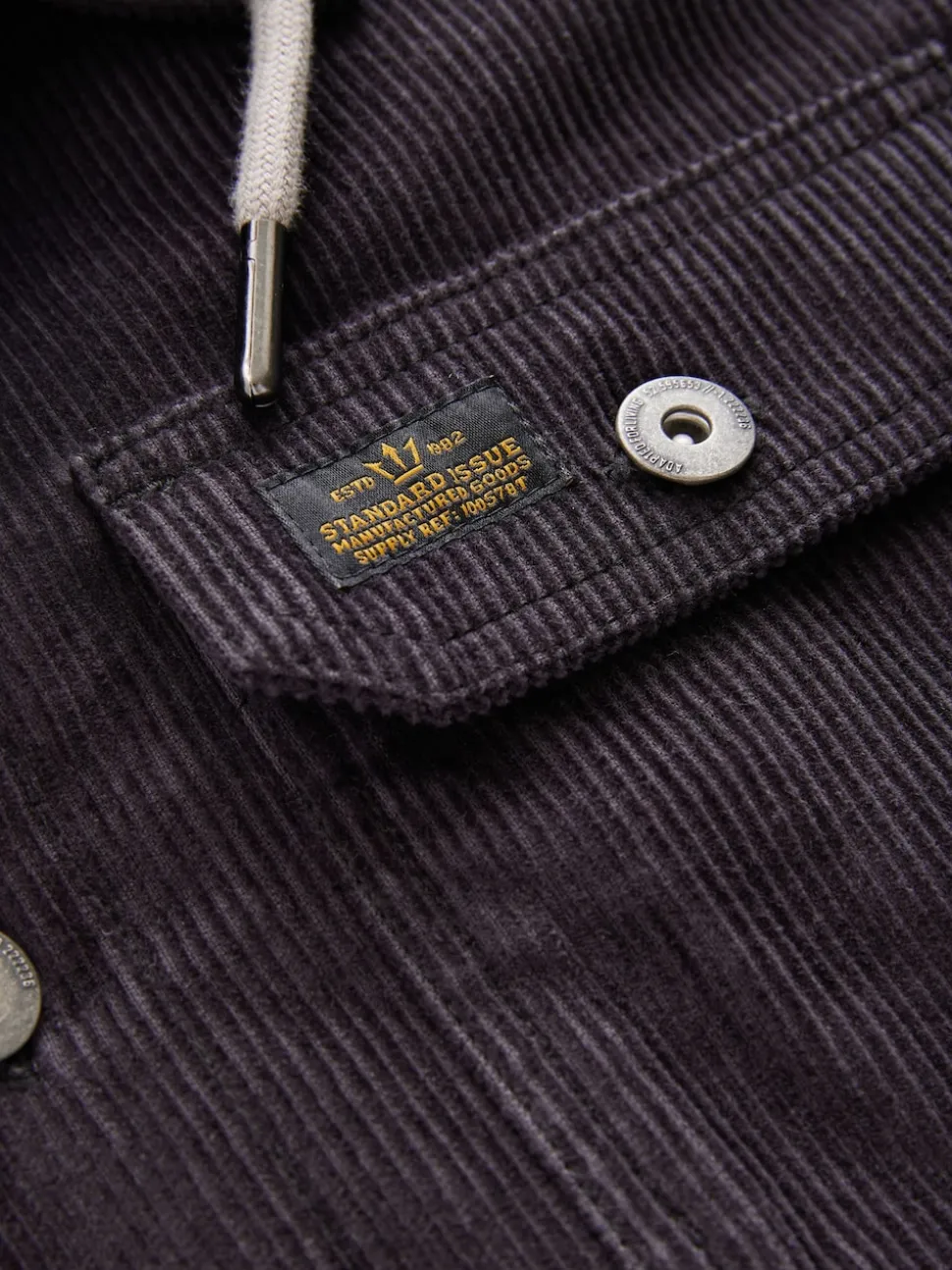 Black Hooded Corduroy Borg Lined Shacket