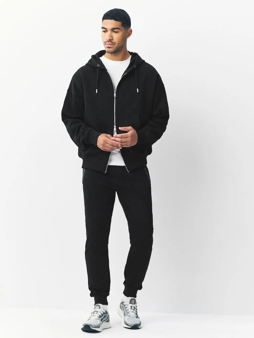 Black Interlock Soft Touch Cuffed Joggers