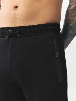 Black Interlock Soft Touch Cuffed Joggers