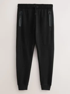 Black Interlock Soft Touch Cuffed Joggers