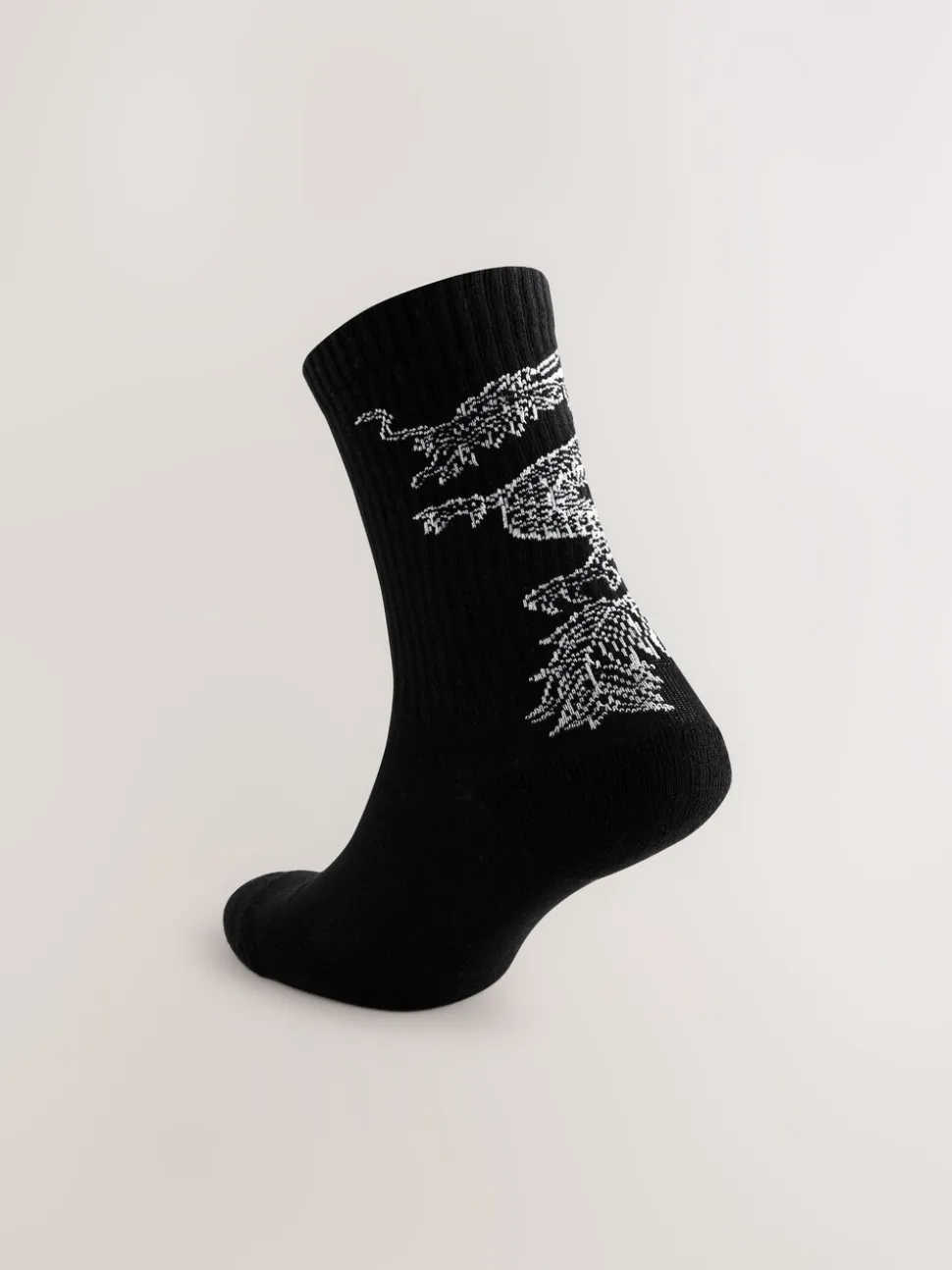 Black Japanese Animal Pattern Sports Socks 4 Pack