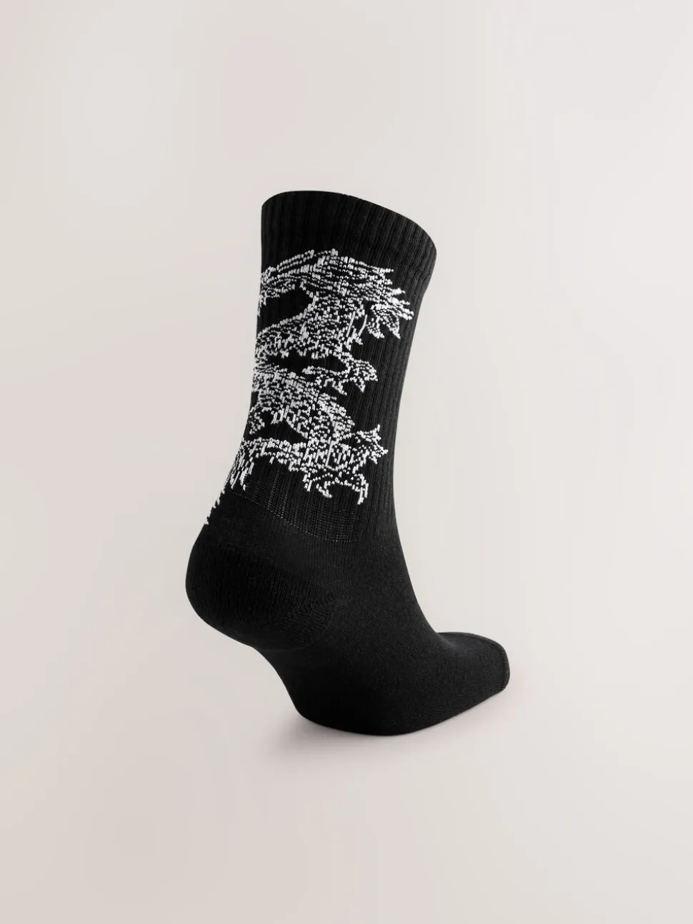 Black Japanese Animal Pattern Sports Socks 4 Pack