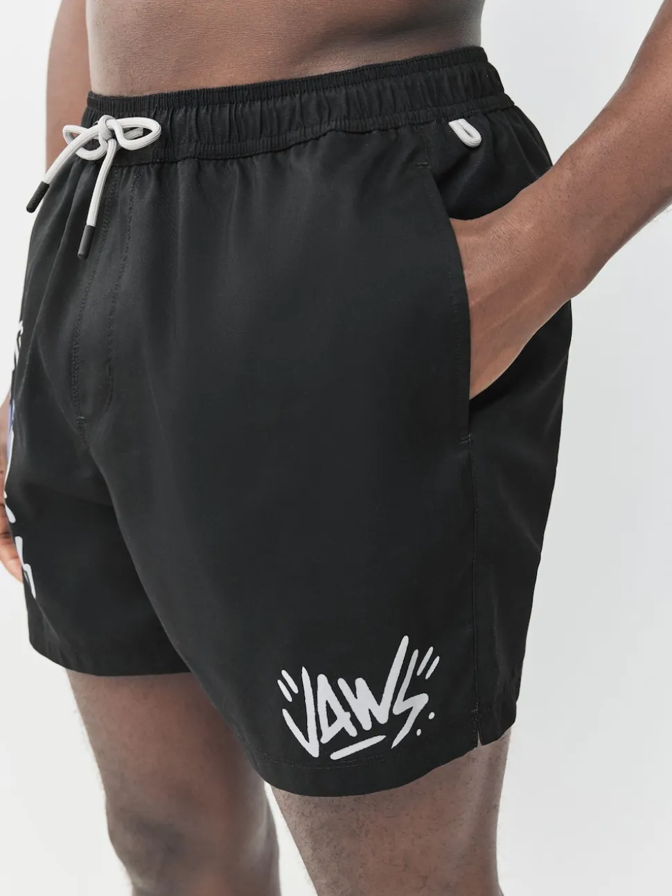 Black Jaws License Printed Swim Shorts