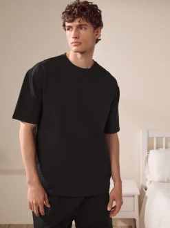 Black Jersey Textured Co-ord Shorts Set