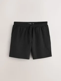 Black Jersey Textured Co-ord Shorts Set