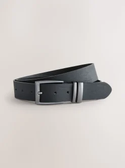 Black Leather Belt With Double Keeperloop