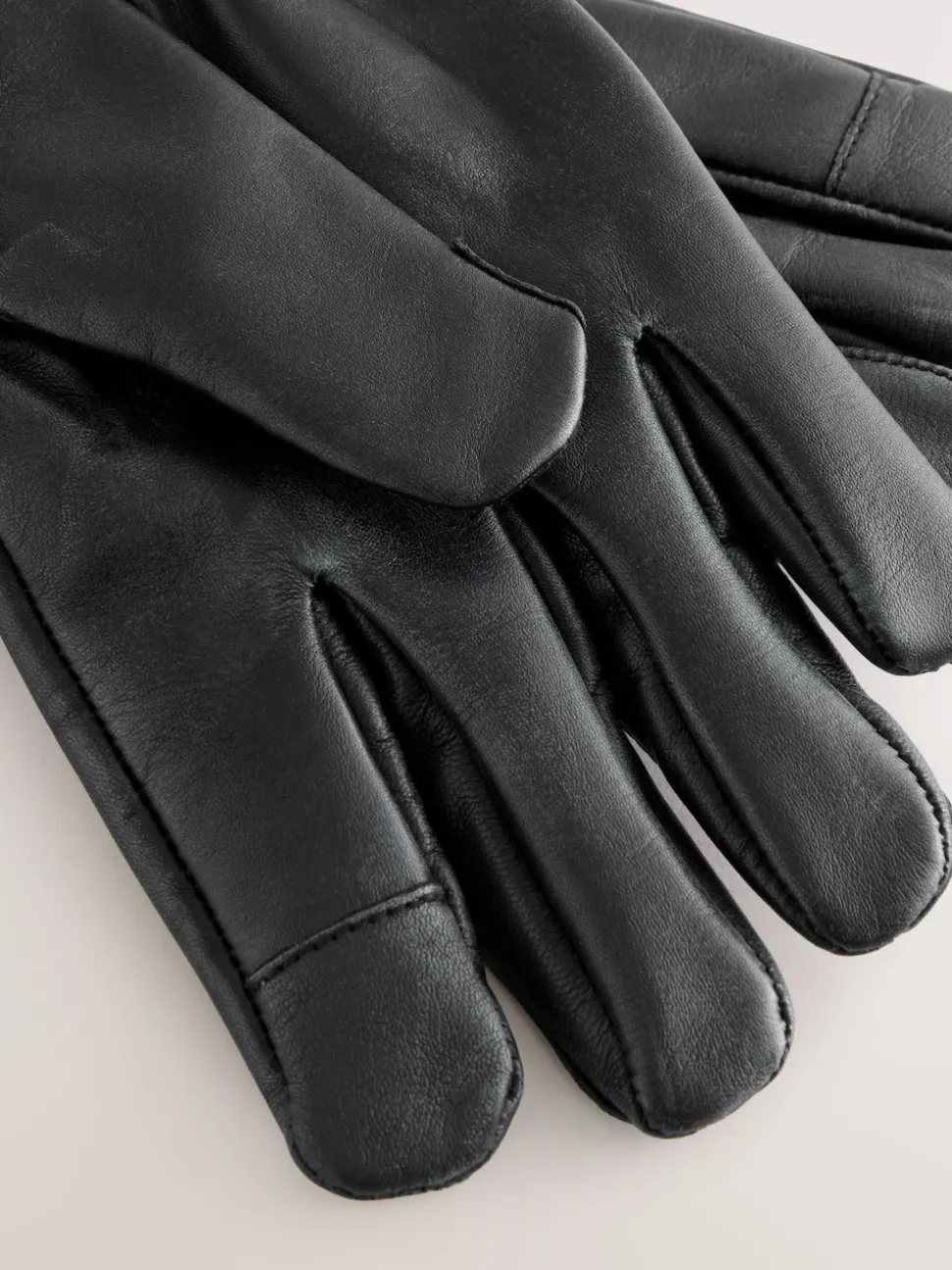 Black Leather Biker Gloves