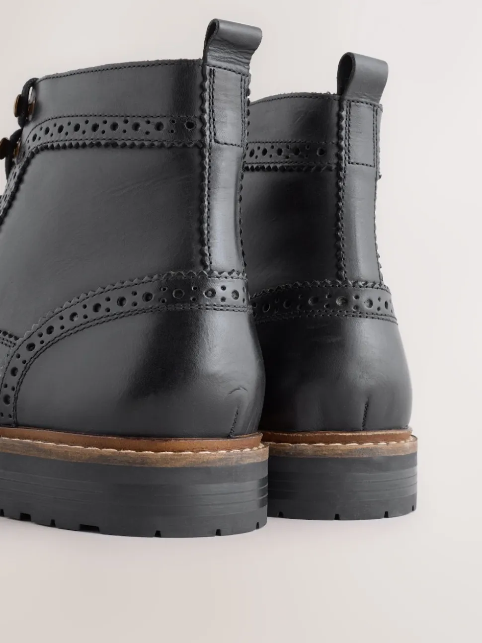 Black Leather Brogue Boots